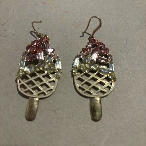 Gold and Pink Gemstone ice cream Earrings